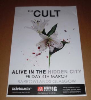 The Cult - Live Music Show Band March 2016 Promotional Tour Concert Gig Poster