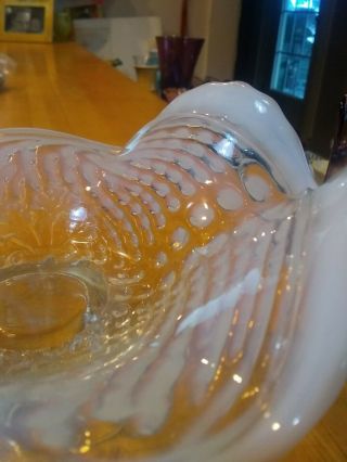 Antique French Opalescent Glass Northwood Bowl Nautilus Argonant Clam Shell