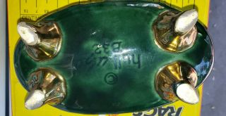 Vintage Hull USA Green Blue - Drip Oval Footed Planter gold feet B32 HULL DISH 3