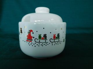 Rare Waechtersbach Ceramic Sugar Bowl W Lid " Enchanted Santa " W Germany 2.  5 "