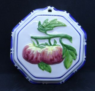 Vintage Bassano Italy Ceramic Apple Peach Fruit Decorative Jello Mold Wall Art