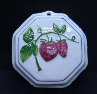 Vintage Bassano Italy Ceramic Strawberries Fruit Decorative Jello Mold Wall Art