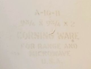 Corning Ware Blue Cornflower A - 10 - B Casserole Dish 9 3/4 x 9 3/4 x 2 - 2.  5 Qt 3