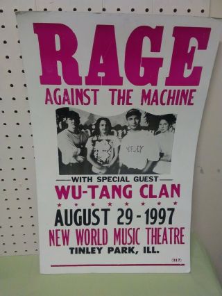 Rage Against The Machine Concert Poster Wutang Clan August 29 1997
