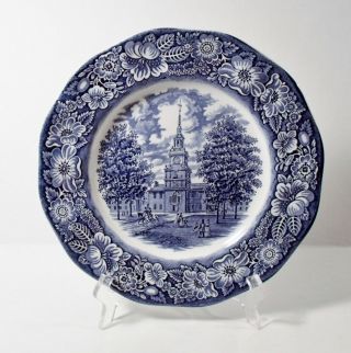 4 Staffordshire Liberty Blue 9 - 7/8 " Dinner Plates Independence Hall