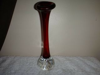 Aseda Jack In The Pulpit Glass Vase Red With Clear Controlled Bubbles Base