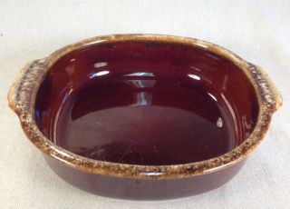 Vg Vintage Hull Pottery Brown Drip Glaze Casserole Dish W/handles Usa Oven Safe