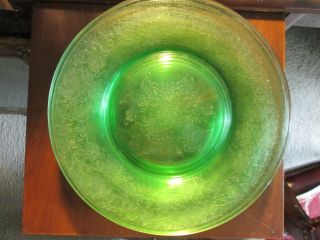 Vintage Green Depression Florentine Pattern 10 " Dinner Plates Bubbles