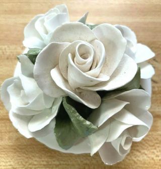 Vtg Crown Gwent Fine Bone China White Porcelain Basket Of Flowers Wales