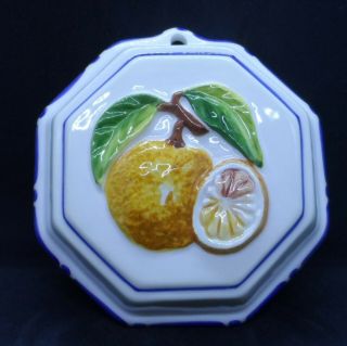 Vintage Bassano Italy Ceramic Oranges Fruit Decorative Jello Mold Wall Art