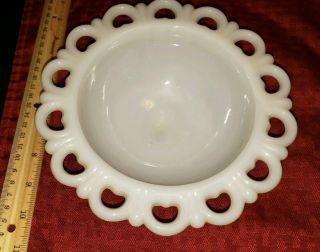 Vintage Anchor Hocking Compote Milk Glass Old Colony Open Lace Edge Footed