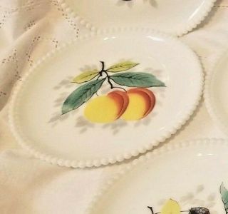 Westmoreland Beaded White Milk Glass Plate With Peach Pattern