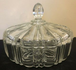 Vintage Anchor Hocking " Old Cafe " Covered Candy Dish Clear Depression Glass