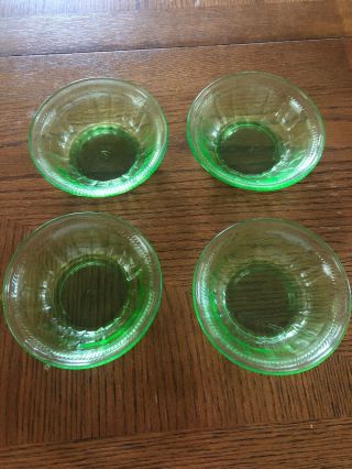 Vintage Green Depression Glass Small Bowls (set Of 4)