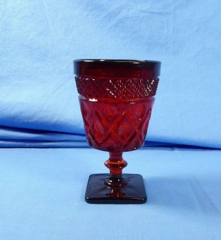 Imperial Cape Cod Ruby Red 5 1/4” Tall 8 Ounce Wine Water Goblet Glass