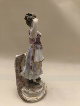 German Porcelain Figurine Meissen Sitzendorf Lady And Sheep 4