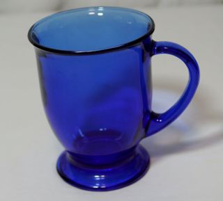 Vintage Anchor Hocking Usa Cobalt Blue Glass Coffee Or Tea Footed Mug