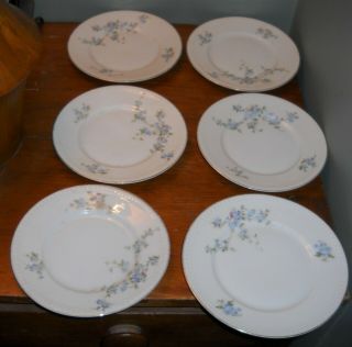 6 Hermann Ohme Germany Porcelain Side Plates Blue Floral