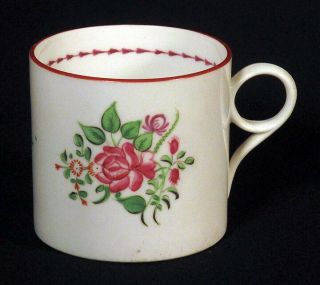 1820s Antique Staffordshire Pearlware Soft Paste Mug Cup Enameled Flowers