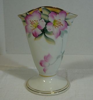 Noritake Azalea Fan Bud Vase Vintage Porcelain