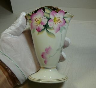 Noritake Azalea Fan Bud Vase Vintage Porcelain 2
