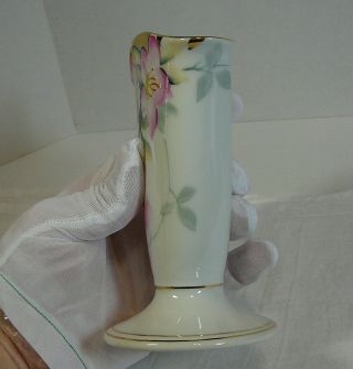 Noritake Azalea Fan Bud Vase Vintage Porcelain 3