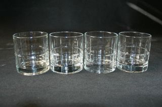 Set Of 4 Anchor Hocking Clear Glass Tartan - Manchester Old Fashioned Glasses