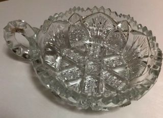 Nucut Vintage Crystal Cut Glass Candy / Nut Dish W/handle