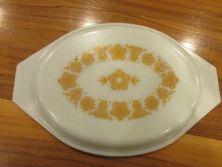 Vtg Pyrex Butterfly Gold Replacement Lid 2.  5 Qt Casserole 1.  5 Qt Divided Dish