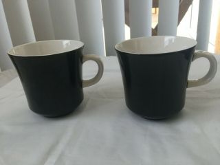 Vintage Set Of 2 Mikasa Cera Stone Black Tea Cup Coffee Mug Mid Century Modern