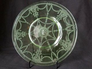 2 Vintage Hocking Green Depression Glass Plate - Luncheon Lg Medallion 1930 - 1934