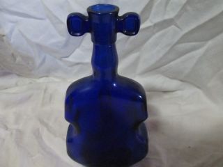 8 " Vintage Dark Cobalt Blue Glass Violin Or Cello Bottle Bud Vase
