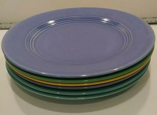 6 Homer Laughlin Harlequin Plates 9 1/2 " Vintage Blue,  Yellow,  Green,  Turquoise