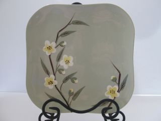 Vtg Weil Ware Blossom Celadon Hand Painted California Made Dinner Plates
