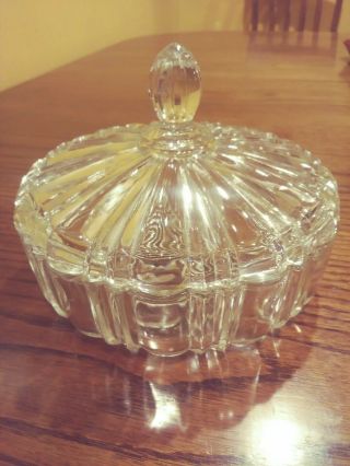 Vintage Crystal Glass Candy Dish W/ Lid