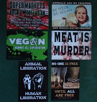 6 X Sticker Set - Vegan - Festival - Health - Food - Animal Liberation - Love
