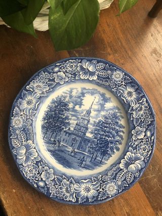 (5) Vintage Staffordshire Liberty Blue China Dinner Plates (made In England)