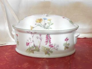 Louis Lourioux Le Faune Oval Covered Casserole Dish Wildflowers France Botanical