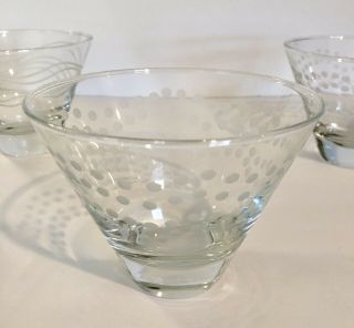 MIKASA Crystal CHEERS Stemless Martini Glasses Goblets Etched Dot & Wave 4