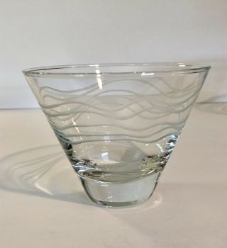 MIKASA Crystal CHEERS Stemless Martini Glasses Goblets Etched Dot & Wave 5