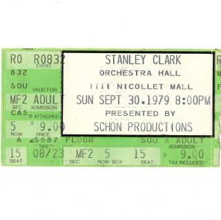 Stanley Clarke Concert Ticket Stub Minneapolis Mn 9/30/79 Orchestra Hall Rare