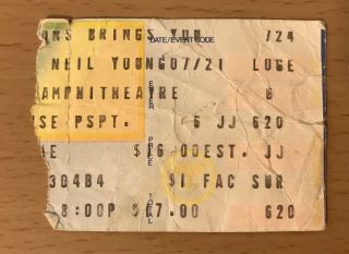 1983 Neil Young And The Shocking Pinks Irvine Meadows Cali Concert Ticket Stub