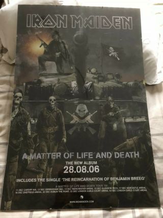 Vintage Iron Maiden Promo Poster For A Matter Of Life And Death Album