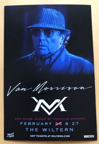 Van Morrison Wiltern Theater Los Angeles Feb 26.  27 2018 Handbill