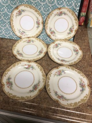 Vintage Noritake China Dinnerware Topaze 653 Set 6 Desert Bread Plates