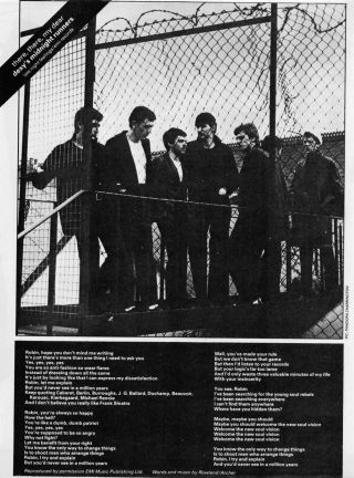 Smash Hits 1980 A4 Page Lyrics Poster There There My Dear Dexys Midnight Runners