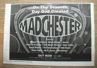 On The 7th Day God Created Madchester - 1995 Music Advert 11 X 8 In