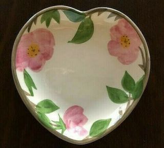 Franciscan Desert Rose Heart Shape Dish Plate England Pottery Hand Decorated