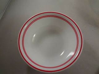 3 - Corelle " Classic Cafe Red " Soup/cereal Bowls 6 1/4 Inch White With Red Bands
