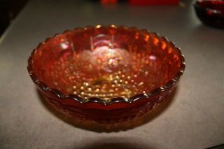 Vintage Orange Marigold Carnival Glass Bowl 7 "